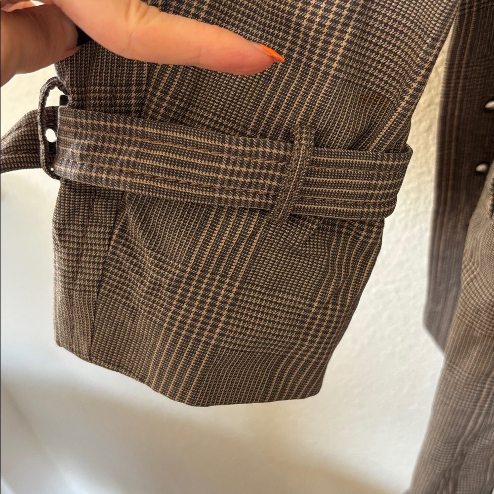 90s dogtooth Trench Coat‎ - Picture 4 of 11